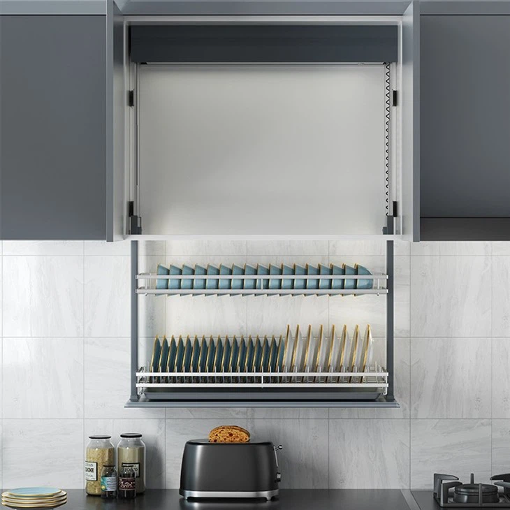 Estante para platos con elevación eléctrica para herrajes de cocina